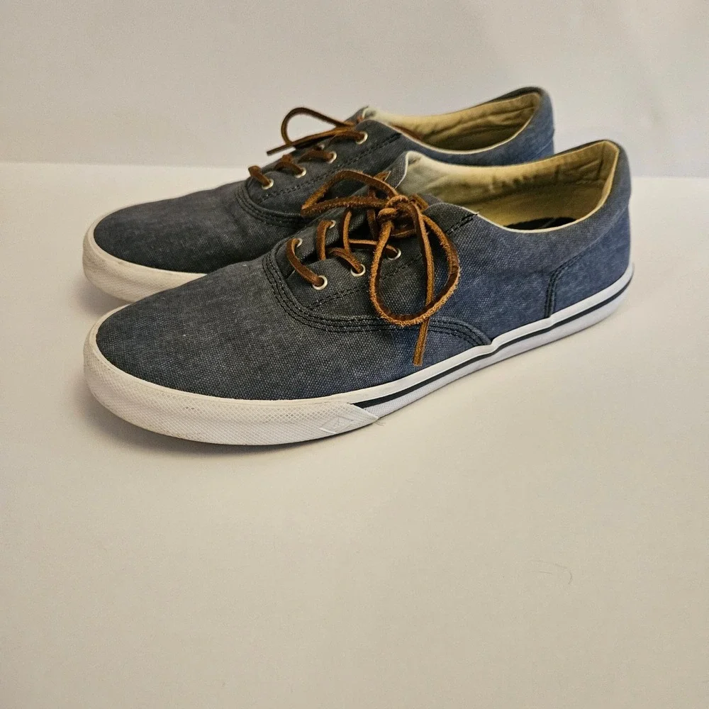 Sperry Top-Sider Striper II CVO Men Navy Blue Canvas Sneakers STS16797 Size 10.5